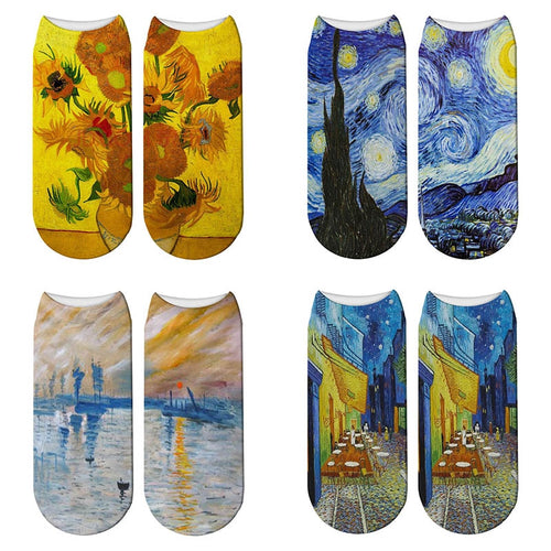 Classic Oil Painting Sock 3D Printed Socks Women Van Gogh Art