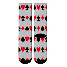 Load image into Gallery viewer, Printed Poker Card Crew Socks Men Crazy Funny