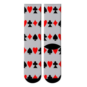 Printed Poker Card Crew Socks Men Crazy Funny