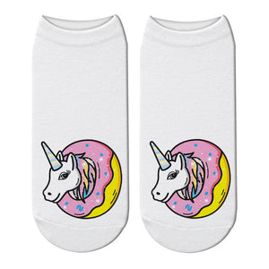 Harajuku Unicorn Head  Printed Socks Women