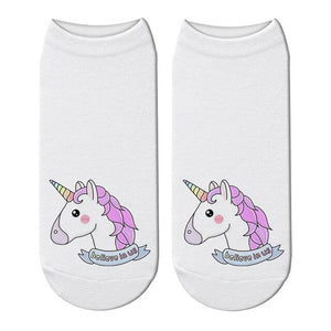 Harajuku Unicorn Head  Printed Socks Women